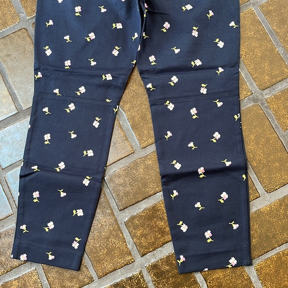 NWT J. Crew Mercantile Navy & Pink Floral Print Cropped Pant - Picture 11 of 13